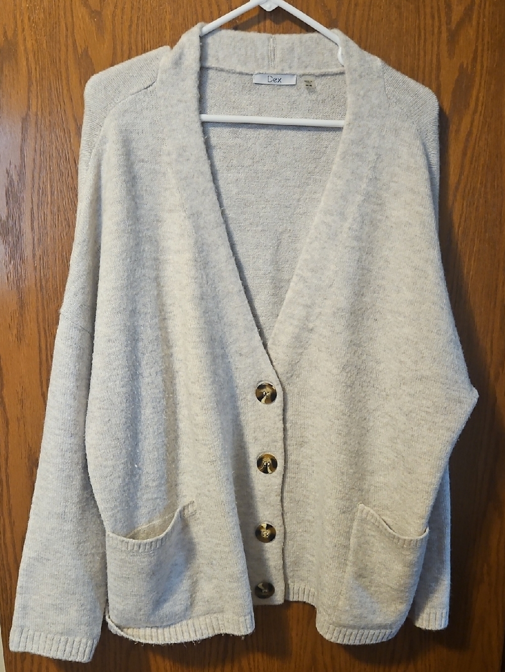 Dex Light Cream Button-Front Knit Cardigan